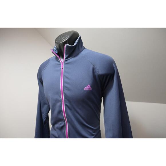 Adidas Track Jacket Full Zip ClimaLite Performance Athletic Gray Womens Sz XL - Picture 2 of 10